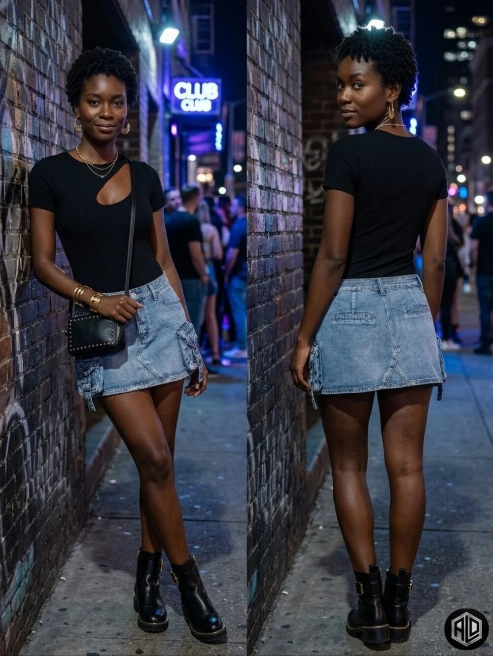 FashionNova Womens Large "When I'm Ready" Cargo Denim Mini Skirt - Med. Wash NEW